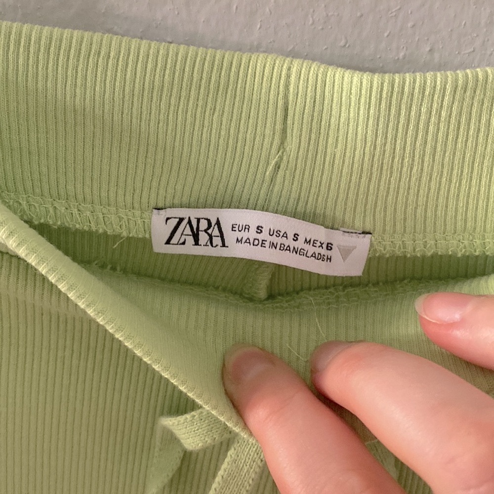 Zara flare high waisted green ribbed pants - Picture 11 of 11